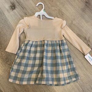 Plaid ribbed dress with diaper cover